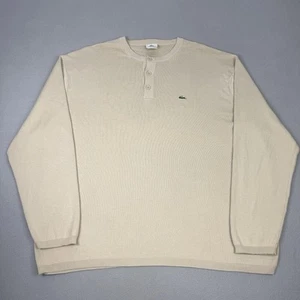Lacoste Jumper Mens 4XL FR 9 Beige Henley 1/4 Button Pullover Embroidered Logo - Picture 1 of 14