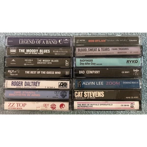Cassette Tape Lot Moody Blues Zz Top Bob Dylan Guess Who Dire Straits Bad Compan - Picture 1 of 4