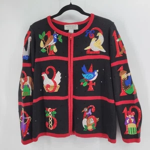 VTG Medium Tiara International Christmas Sweater 12 Days Of Christmas Cottagecor - Picture 1 of 15