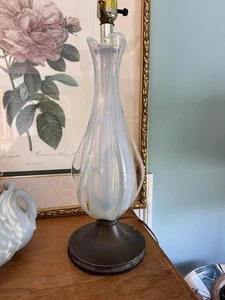 MCM Italian Murano Glass Soft Blue and Clear Lamp - Picture 1 of 8