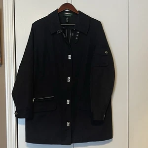 Lauren Ralph Lauren Damen Exklusive Jacke 2XL Schwarz Knebelknöpfe 100% Baumwolle - Bild 1 von 10