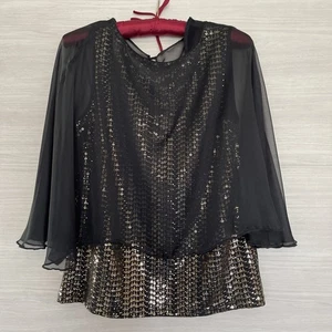 Klass Women's Top Size 12 Sequin Vest With Shiffon Overlay - Picture 1 of 3
