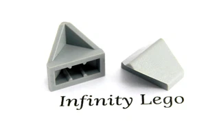 10 LEGO Light Grey Slope 1x2 (45°) Double Inverted with Stud Holder Roof 3049 - Picture 1 of 1