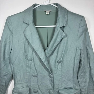 Blazer Guess Ryann Lino Doble Pecho Verde Carrera Negocios Informal Talla XS - Imagen 1 de 8