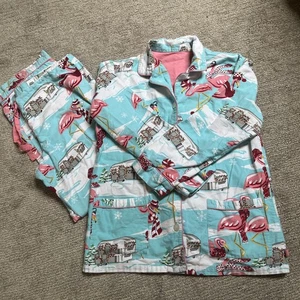 Nick & Nora Complete Pajamas Women's Medium Flamingos Trailer Airstream Camper - Picture 1 of 12