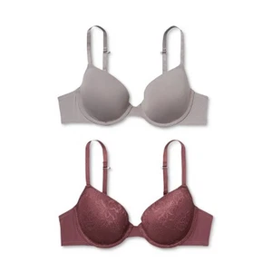 Damen 2er Pack leicht gefütterter Push-up BH (32A) - Bild 1 von 12