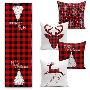 Christmas Decorative 5-Piece Set Table Runner and Throw Pillow Covers - Picture 1 of 6
