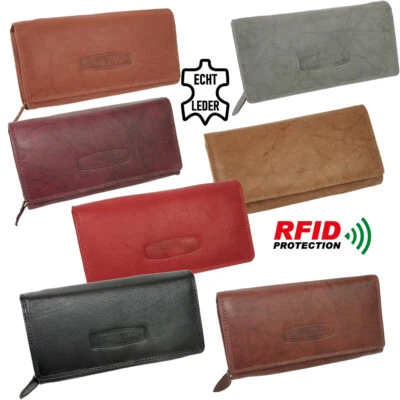 MONEY MAKER Damen Echt-Leder Geldbörse - großer Geldbeutel hat viele Fächer und RFID Schutz!