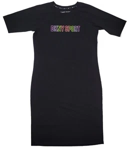 DKNY Sport Women's Large Black T-Shirt Dress Short Sleeve New With Tags MSRP $69 - Picture 1 of 10