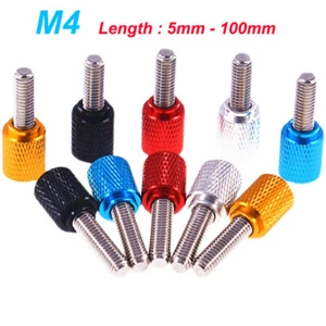 Tornillo de pulgar arrugado M4 cabezal cilíndrico apriete a mano perno largo 5 mm-100 mm para hágalo usted mismo - Imagen 1 de 5