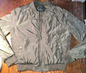Ambiance Jacket Juniors Size Small Green Bomber Jacket Quilt Lining 3 Pockets - Picture 1 of 8