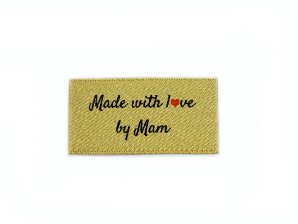CAMBRIDGE PERSONALISED Made with love by Mam Etiketten Etiketten - Goldband einnähen - 25x40mm flach