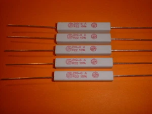 5x 0,22 Ohm / 7 Watt 350°C Wirewound-Power-Widerstand 210-8 - Picture 1 of 2