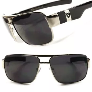 Designer moderne High-End stilvolle Mode Herren Damen rechteckige silberne Sonnenbrille - Bild 1 von 4