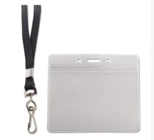 Advantus Resealable ID Badge Holder Lanyard Horizontal 3 3/4 x 2 5/8 Clear 20pk - Picture 1 of 3