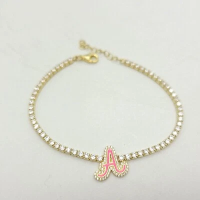 Nuevo Brazalete Tenis Adinas Jewels Plata Esterlina Tono Oro Rosa "A" Circonita Blanca Foto 1 de 4