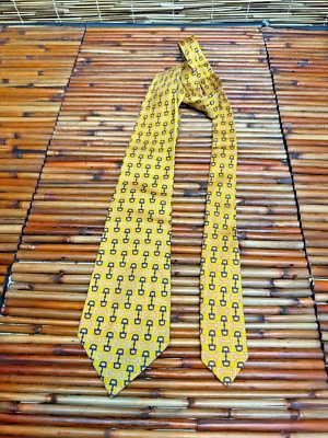 Corbata GUCCI Diseñador Amarillo Horse Bit 100% Seda ITALIA 58" Foto 1 de 4
