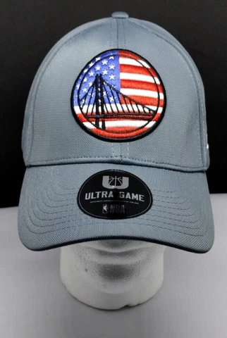 Ultra Game NBA Golden State Warriors American Flag Logo Stretch Fit Hat (Gray) Cover
