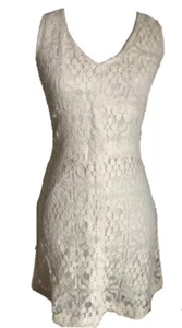 NEU HOLLISTER Damen kurzes Minikleid ärmellos Spitze Schnürung elfenbein Gr. 7 - Bild 1 von 4