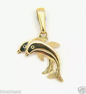 9ct Gold Double Dolphin Pendant Necklace Bracelet Charm Mothers Bday GIFT BOX - Picture 1 of 3