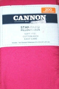 Cannon 200 Thread Count Pink Two (2) Standard Pillowcases  Pillow Cases - Picture 1 of 2
