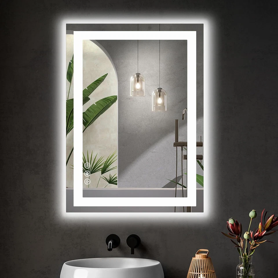 Dimmable LED Lighted Bathroom Mirror, Anti-Fog,Wall Mounted Rectangle Mirror - Image 1 of 4