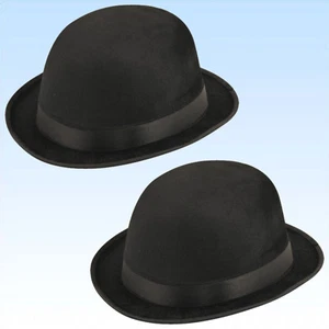 2 x schwarzer Bowler Hut Melone  f. Hochzeiten Reiterhut Butler Faschingshut - Bild 1 von 1