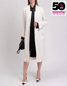 RRP €1075 GENTRYPORTOFINO Linen Long Coat IT40 US4 UK8 S Single Snap - Picture 1 of 8