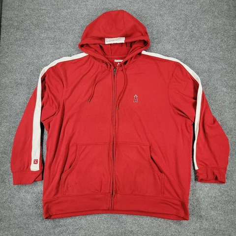 Anaheim Angels Hooded Sweatshirt Men's 2XL Red MLB Full Zip Hoodie Antigua Adult Cover