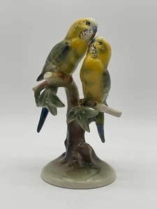 Vintage Wien Keramos Porcelain Yellow Parrot Bird Pair / Group Figurine -Austria - Picture 1 of 21
