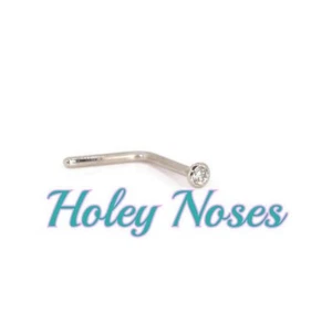 18ct White Gold 0.01ct Diamond Nose Stud Ring Pin Bone Coneset body jewellery - Picture 1 of 9