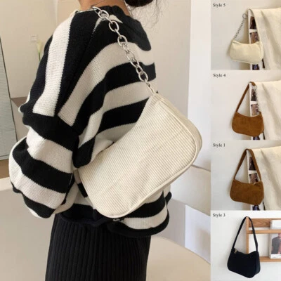 Corduroy Underarm Bag Small Square Bag Shoulder Bag Fashion Casual Simple DIY ~ - Image 1 of 4