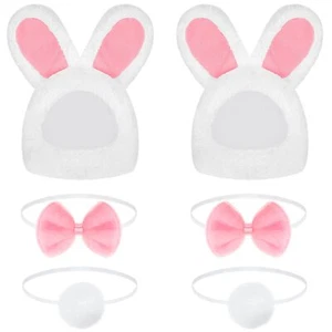 6 Pieces Easter Cute Costume Bunny Rabbit Hat with Ears Cat Bowtie Collar Tai... - Picture 1 of 7