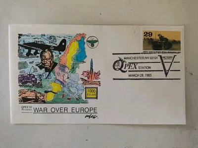 US 1993 World W II -War Over Europe Cover Hand Colored Limited , Special Cancel  - Image 1 of 2