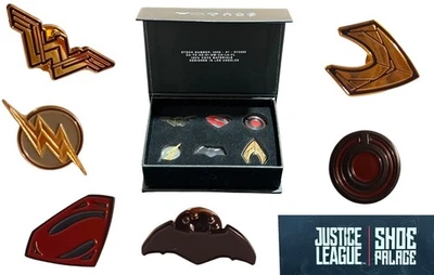 Justice League Superhero Emblem 6 Pin Set 2017 by Shoe Palace with DC Box - Image 1 of 4