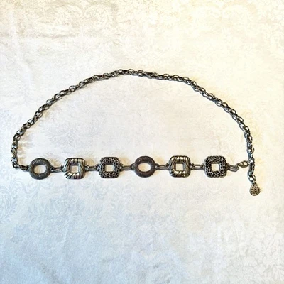 Cinturón de cadena de metal envejecido plateado vintage para mujer - M/L Foto 1 de 4