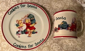 Vintage 1997 Pooh's Disney Store Cookies And Milk for Santa Plate And Mug Disney - Bild 1 von 10