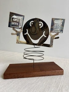 Vintage 1970s Brutalist Metal Kinetic DAVE WRIGHT Wiggle Spring Sculpture Banker - Picture 1 of 7