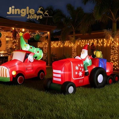 Jingle Jollys Christmas Inflatable Santa Truck Outdoor Decorations Illuminated - image 1 of 4