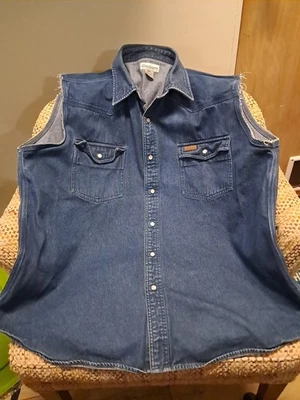 Carhartt Sleeveless Denim Button Down Mens Size 2XL Blue Jean Shirt Vest - Image 1 of 4