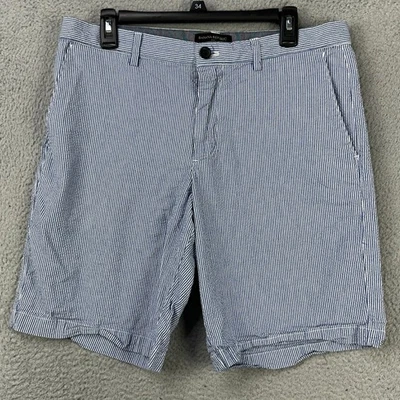 Pantalones Cortos Banana Republic Para Hombres Seersucker Aiden 33 Azul Blanco Rayas Caquis Informales Foto 1 de 4
