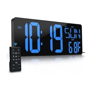 Large Digital Wall Clock W/ Remote Control LED Display Office Garage Gym Seniors - Picture 1 of 7