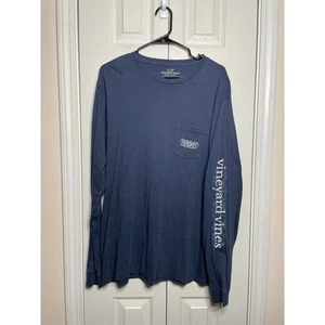 Vineyard Vines Mens Long Sleeve Hockey Blue Pocket Shirt Size Large - Picture 1 of 5