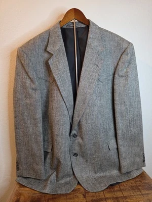 Taos Country Western Collection Black White Herringbone Sportcoat Size 52 - Image 1 of 4