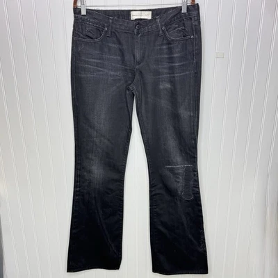 Бумажные джинсы из денима и ткани «Eclipse» черные расклешенные искусственно состаренные хлопок с низкой талией сделано в США - Изображение 1 из 4