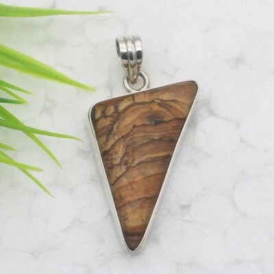 Collar de jaspe de plata 925 hecho a mano joyería collar de piedras preciosas Foto 1 de 2