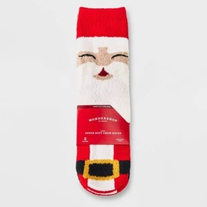 Kids' 2pk Santa Cozy Crew Socks with Gift Card Holder - Wondershop™ Red M/L - Picture 1 of 1