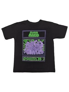 Super Mario Boys Black Mario & Luigi Nintendo T-Shirt Yoshi Bowser Tee Shirt - Picture 1 of 1