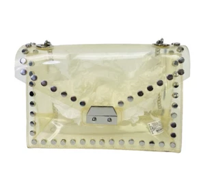 Zara Clear Acrylic Stadium Approve Studded Buckle Closure Shoulder Bag Purse - Picture 1 of 18