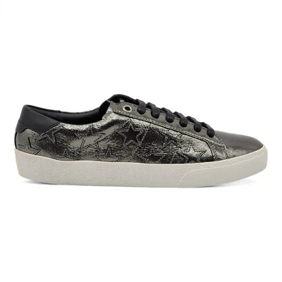 Sneakers In Pelle Saint Laurent Court Stars Argento EU 36.5 US 6.5 - Nuove $750 - Immagine 1 di 4